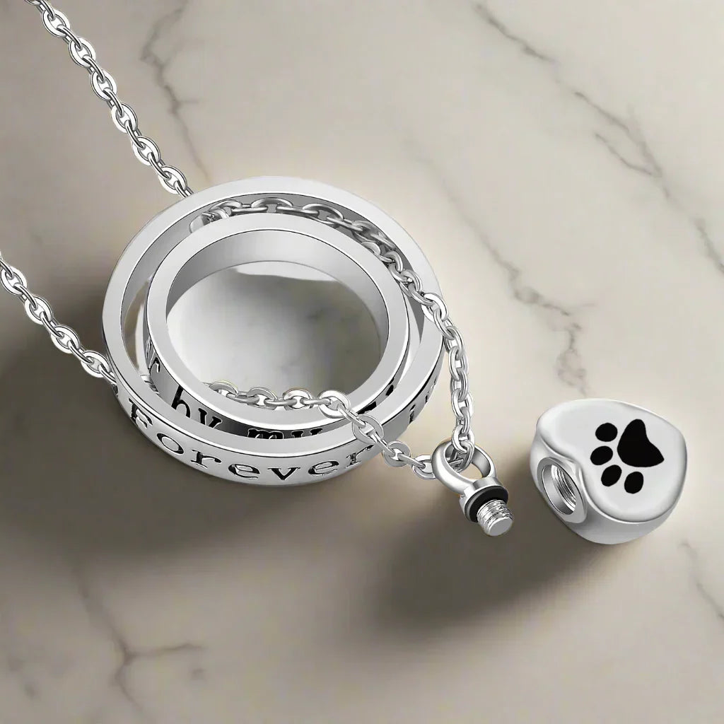 Rostfritt Stål Halsband med Tassformad Urn