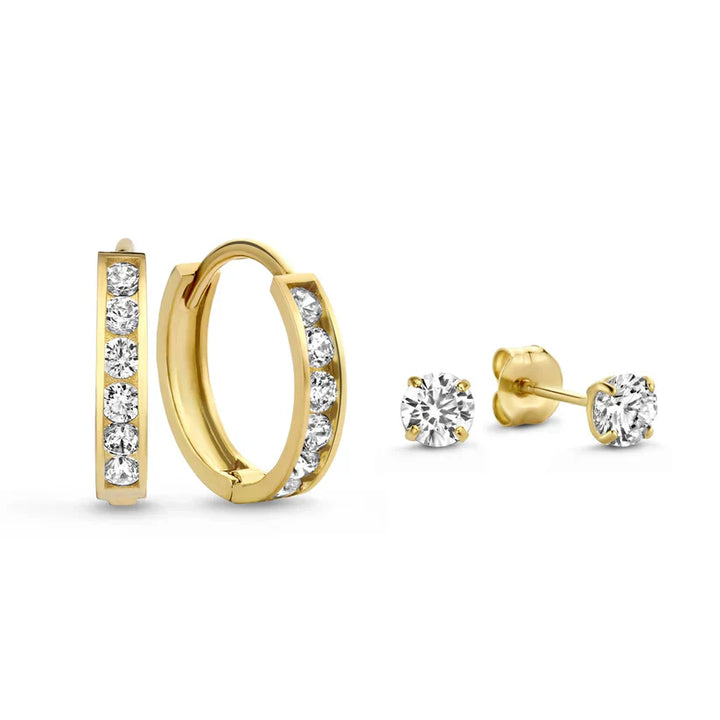 Chic Dara Brillane Gold Stone Earring Set