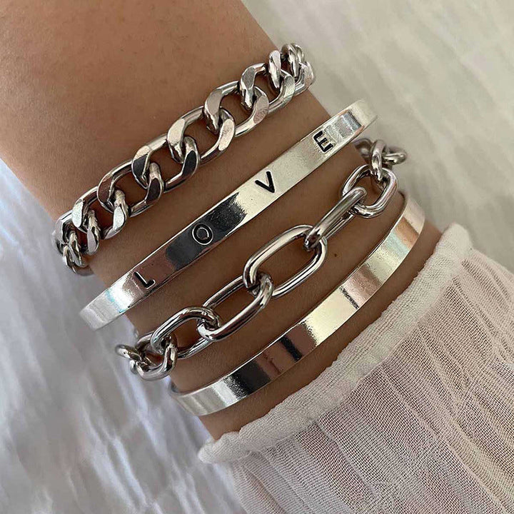 Elegant Armbandset i Vitt Guld