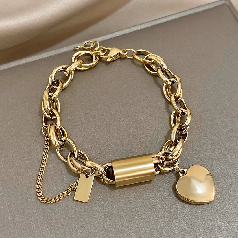 Tidlöst Chunky Armband i Vit Guld