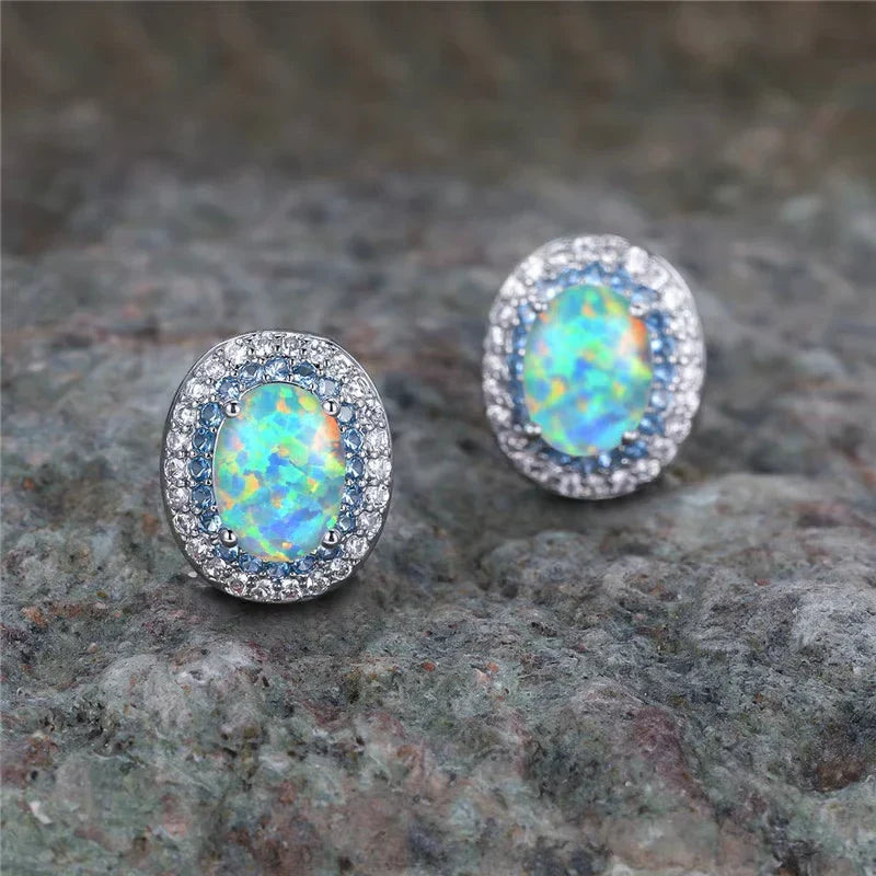 Antika Runda Örhängen med Turquoise Sten
