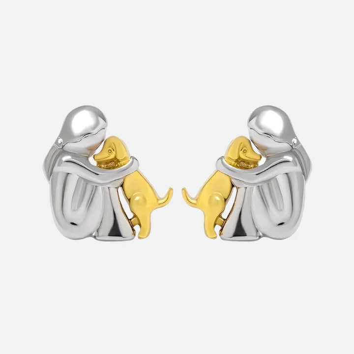 Silver- och Guld Hängande Örhängen