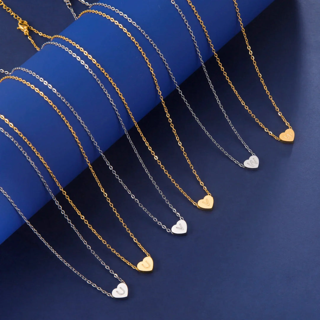Tidlös Initial Choker Halsband med Hjärta