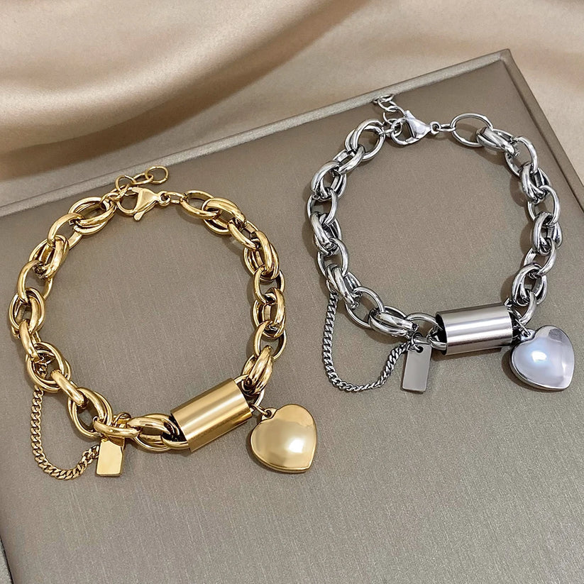 Tidlöst Chunky Armband i Vit Guld