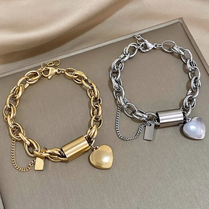 Tidlöst Chunky Armband i Vit Guld