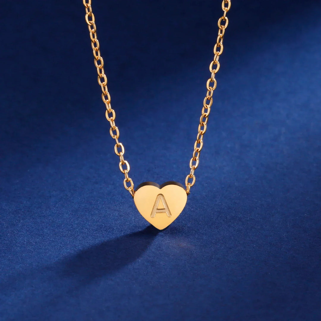 Tidlös Initial Choker Halsband med Hjärta