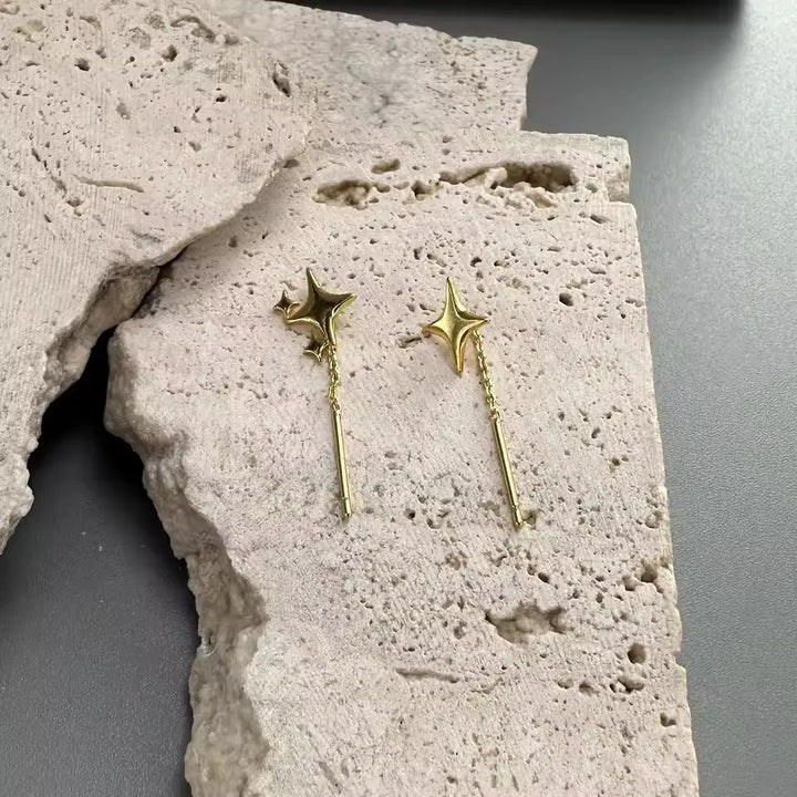 Sterling silver stjärnlänkade örhängen