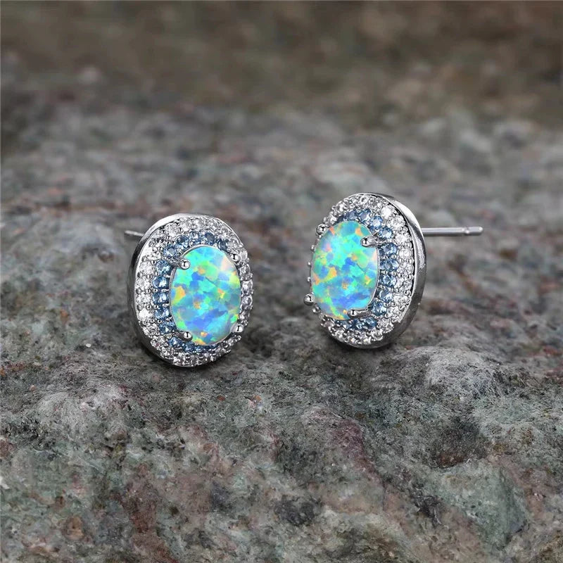 Antika Runda Örhängen med Turquoise Sten
