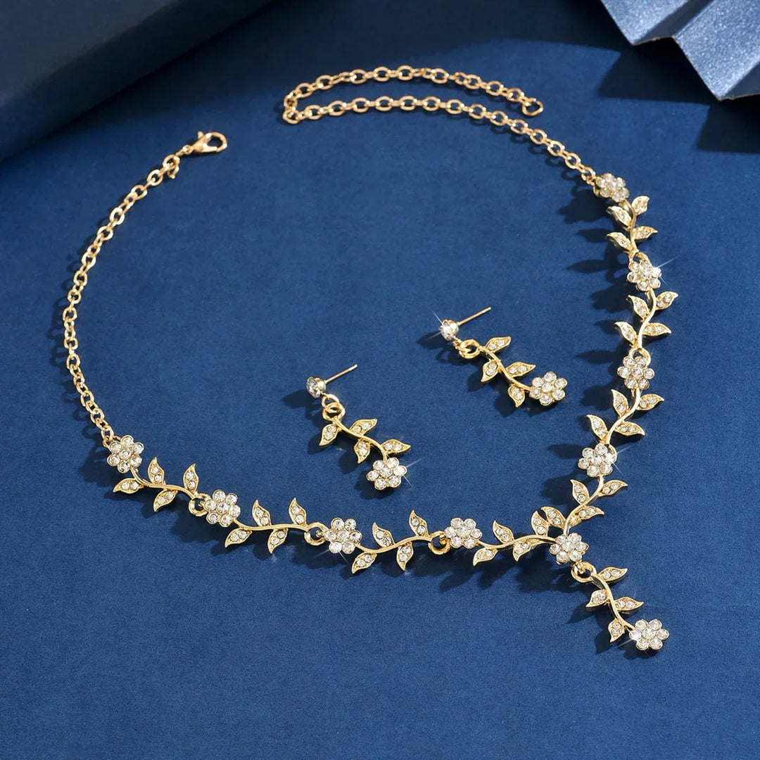 Modig Blomma Smyckeset: Halsband och Örhängen