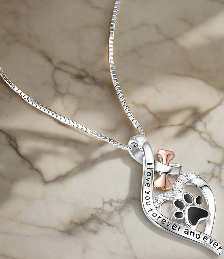 Lycklig Tass Halsband med Hjärta, Ben och Oändlig Symbol