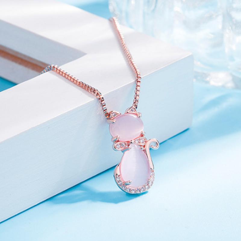 Rosa stens katt-halsband med zirkon