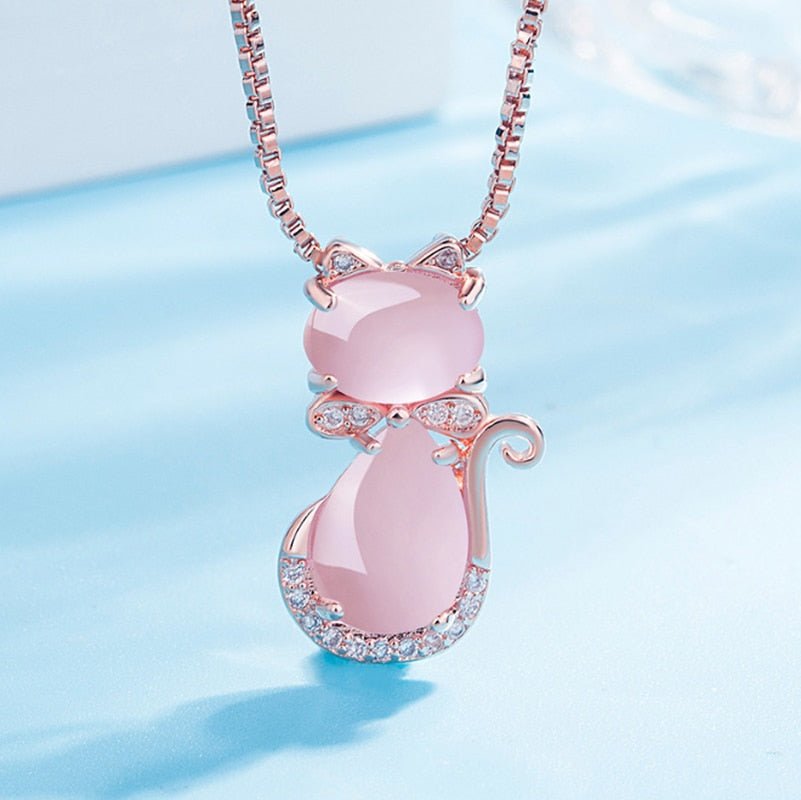 Rosa stens katt-halsband med zirkon