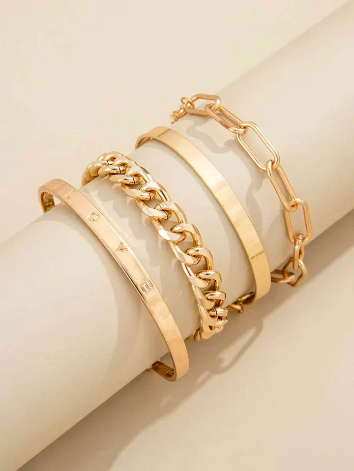 Elegant Armbandset i Vitt Guld